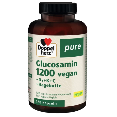 Abbildung der Produktverpackung Doppelherz pure Glucosamin 1200 vegan Frontansicht